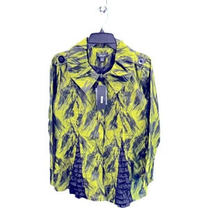 NWT Flair Jacket Green and Black with ruffle detail on hem Lrg